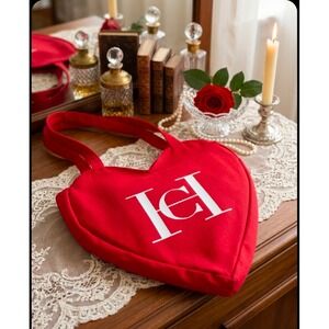 CH Carolina Herrera Red Canvas Heart Tote Bag - Rare Monogram Edition